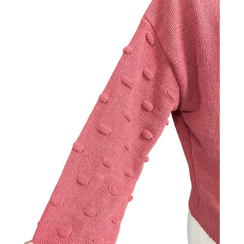 Moon & Madison Cardigan Sweater Size M V-Neck Mauve Pink Textured Button Down - Picture 4 of 9